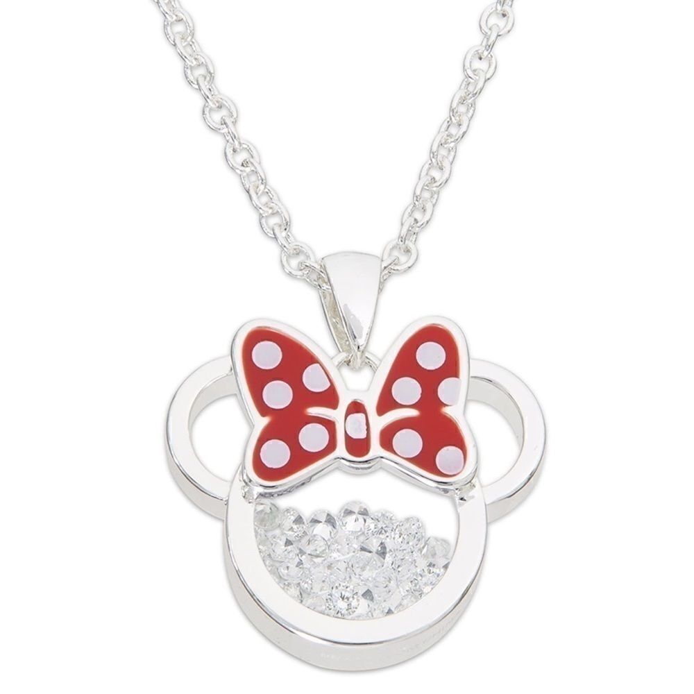 Silver Minnie Mouse April Diamond Cubic Zirconia Birthstone Necklace
